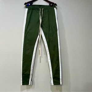 Men's Green Cargo Pants with White Stripes